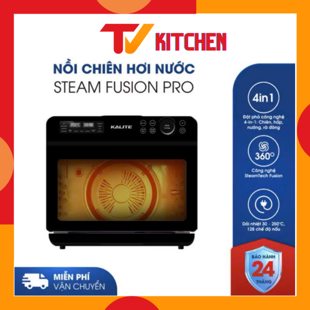 Nồi chiên hơi nước KALITE STEAM FUSION PRO, 4in1 chiên, hấp, nướng, rã đông, 20 lít - Chính hãng