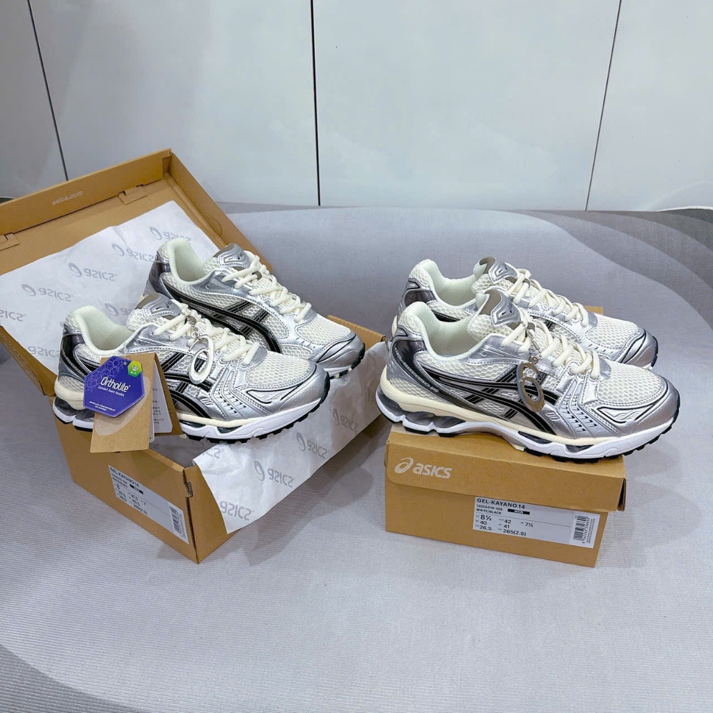 Giày Thể Thao Asics Gel-Kayano 14 'White Midnight',Giày Asic Xám Bạc Hàng Có Sẵn