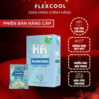  Bao cao su FLEXCOOL HA Ultra thin siêu mỏng không mùi gân gai gel bôi trơn gốc nước giúp kéo dài thời gian 