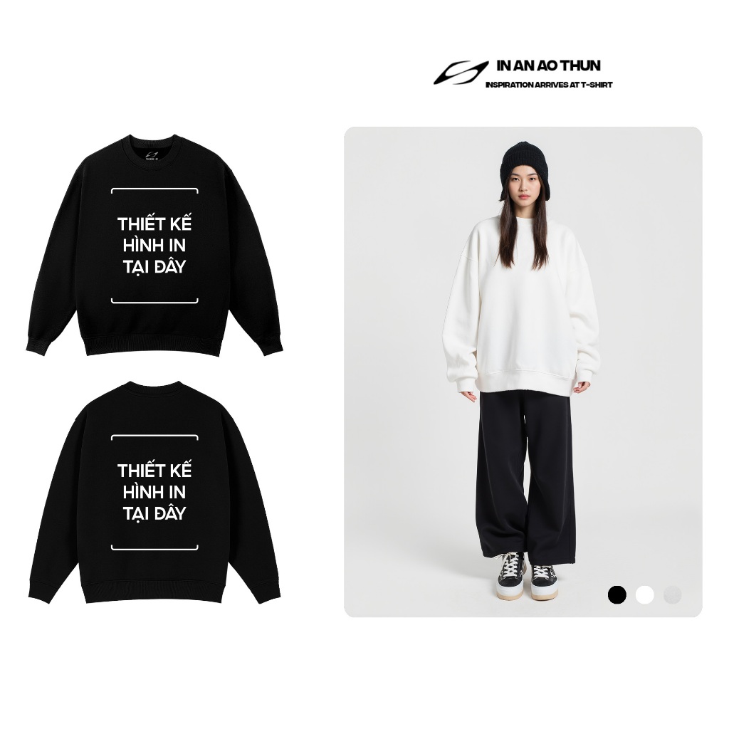 Áo Thun Sweater In Theo Yêu Cầu  - Cotton 320GSM - In Gì Cũng Được - In Ấn Áo Thun Unisex