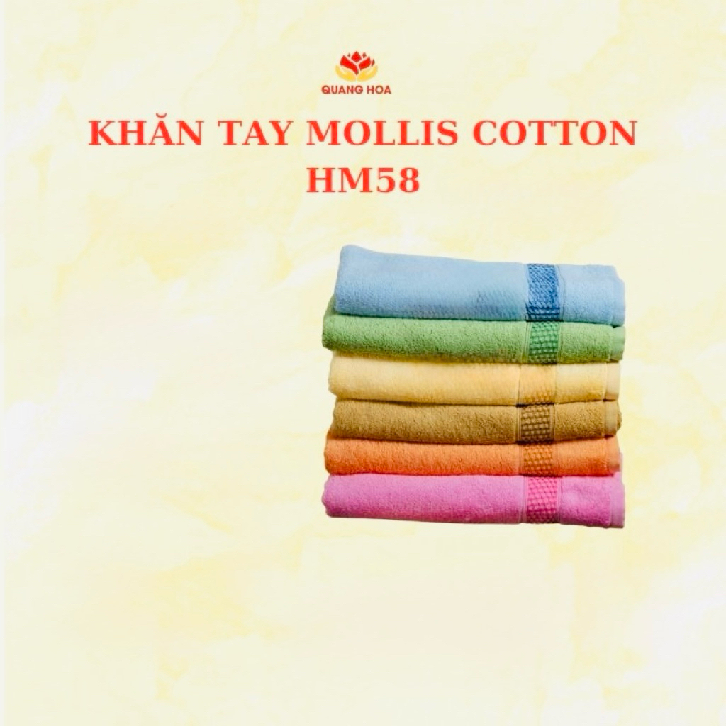 Khăn mặt, khăn tay Mollis cỡ nhỏ chất liệu cotton 100% HM58 30x42 cm