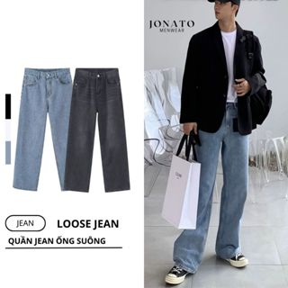 Quần jean ống rộng nam JONATO kiểu dáng ống suông cạp chun trẻ trung năng động