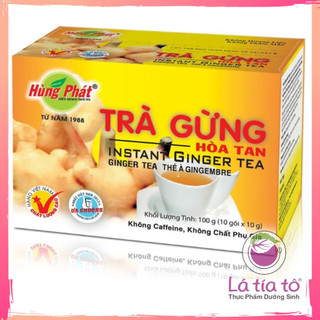 Trà gừng hòa tan hộp 100gr tiện lợi- lá tía tô