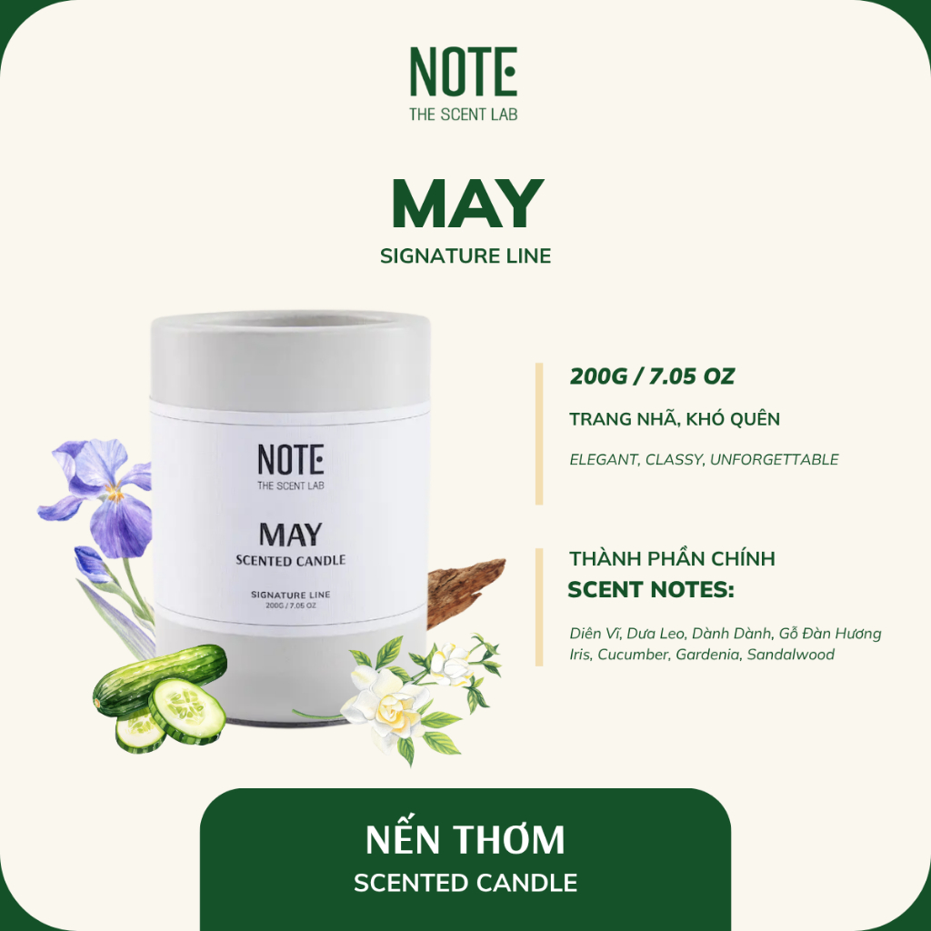 Nến Thơm Signature NOTE - The Scent Lab dòng MAY | Trang nhã - Khó quên
