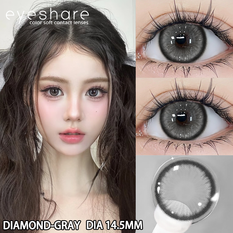 1 cặp Eyeshare Diamond gray Kính áp tròng lens màu lens màu độ giãn 14.5mm