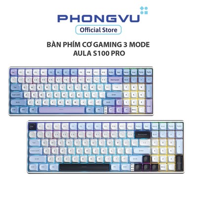 Bàn phím cơ Aula S100 Pro - 3 Mode kết nối - Layout 99 - Red/Brown Switch - Bảo hành 24 tháng