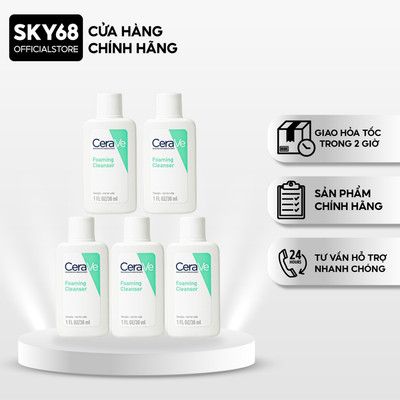 [Minisize] Sữa Rửa Mặt Cerave giúp làm sạch sâu dành cho da dầu Foaming Facial Cleans 30ML - Xanh Lá Mạ
