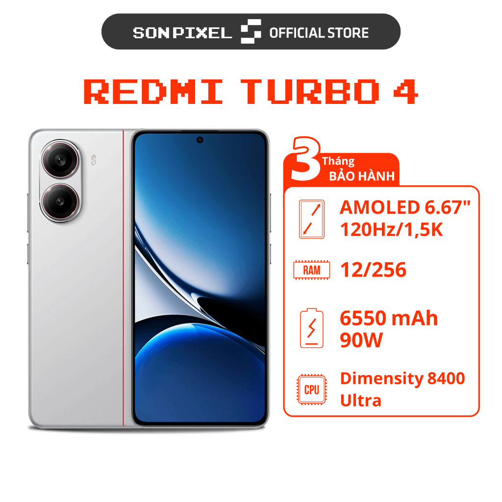 Điện Thoại Xiaomi Redmi Turbo 4, Chip Dimensity 8400 Ultra, Ram 12/256GB. SonPixel