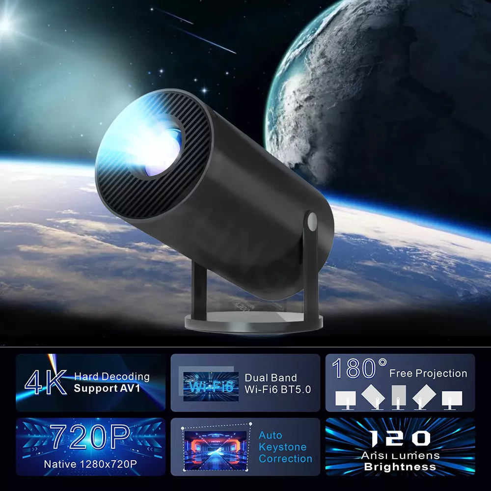 Máy chiếu mini HY300/HY300 Pro Full HD 4K WiFi6 Bluetooth5.0 Android11 Hỗ trợ kết nối với điện thoại di động và máy tính | BigBuy360 - bigbuy360.vn