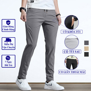 Quần Dài Nam Cạp Chun Đứng Form Vicenzo Co Giãn Nhẹ Có Khóa Túi. Quần Dài Thể Thao Nam Ống Đứng Mặc Nhà