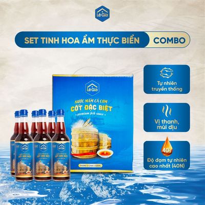 Thùng 6 chai Nước mắm cốt đặc biệt Lê Gia độ đạm 40 - chai thủy tinh 525ml