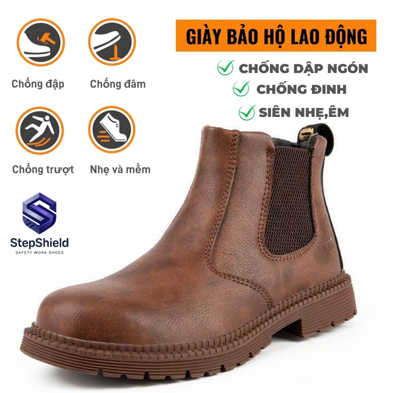 [Nam Nữ Cùng Kiểu]🍀Giày Boots Cổ Lửng Nam Combat Da Bò Đế Khâu-Chống Thấm Nước Chống Va Đập Chống Xỏ Khuyên