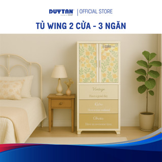 Tủ Wing 2C-3 ngăn DUY TÂN nhựa PP/ABS, tủ treo quần áo có 3 hộc dưới, tủ quần áo tiện lợi (tặng móc)