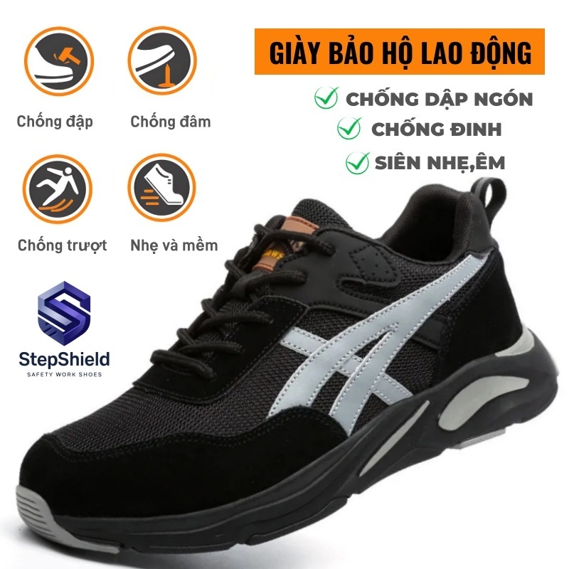 [Nam Nữ Cùng Kiểu]🍀Giày Bảo Hộ Thể Thao Chống Đinh, Chống Trơn Trượt, Chống Dập Ngón, Cổ Thấp