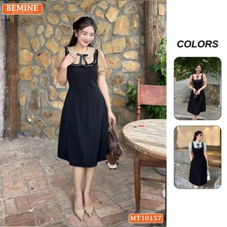 Đầm thiết kế BEMINE cổ sen giả yếm dáng chữ A phù hợp đi làm, đi chơi-MT10157