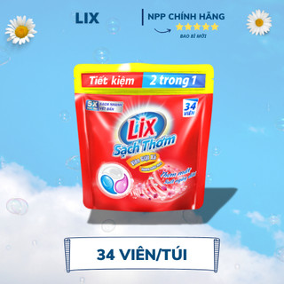 [MUA 1 TÚI TẶNG 1 TÚI] Túi Viên Giặt Xả Tiện Lợi 2in1 Lix (34 viên) - Lixco Việt Nam