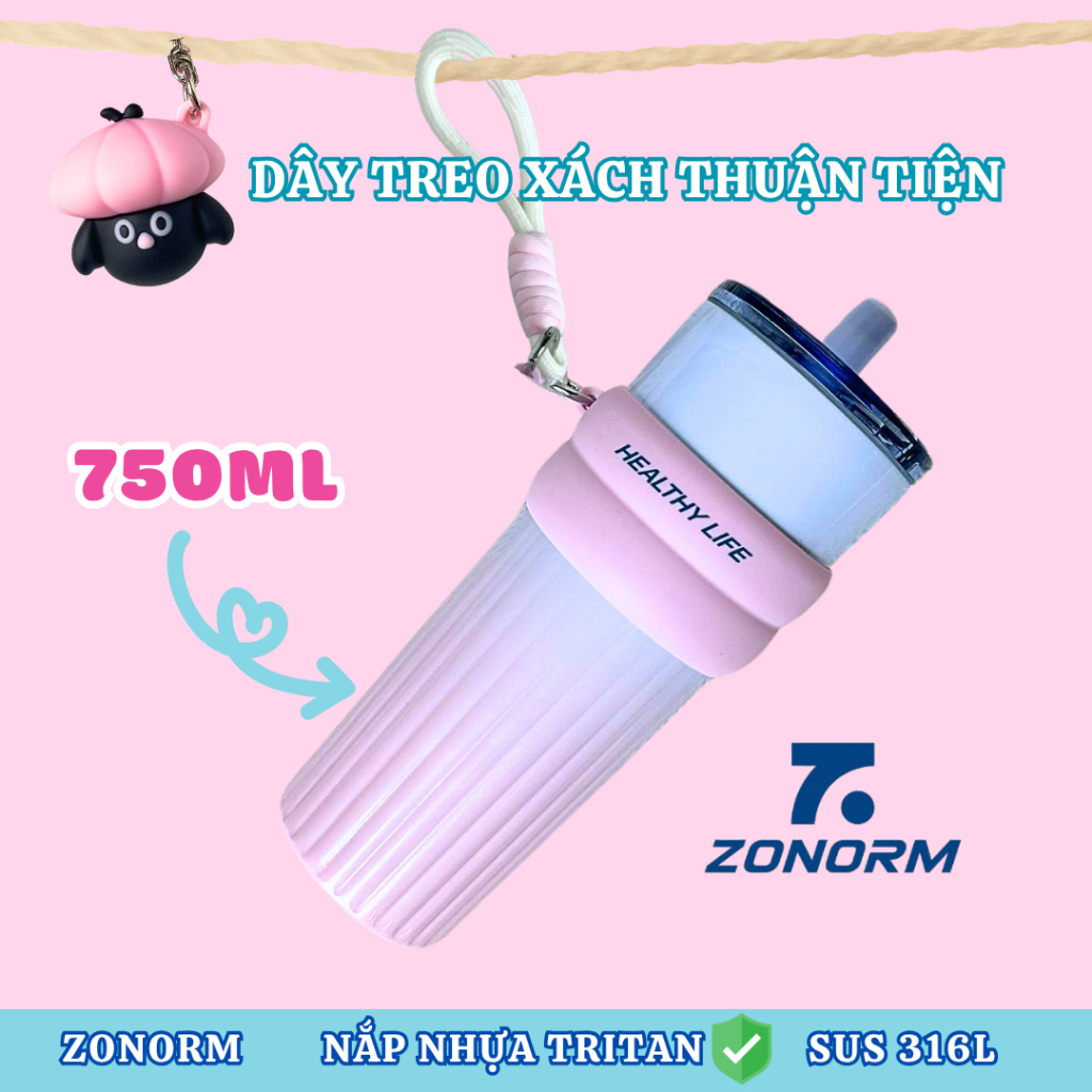 Ly Giữ Nhiệt Cao Cấp ZONORM 750ml Inox 316 Màu Ombre Tặng Kèm Móc Khóa Treo Cute | BigBuy360 - bigbuy360.vn