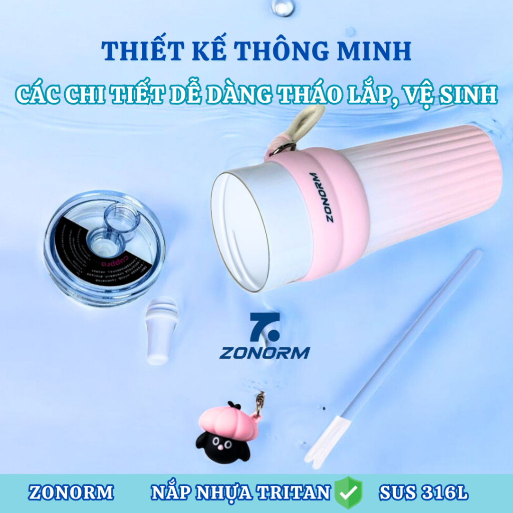 Ly Giữ Nhiệt Cao Cấp ZONORM 750ml Inox 316 Màu Ombre Tặng Kèm Móc Khóa Treo Cute | BigBuy360 - bigbuy360.vn
