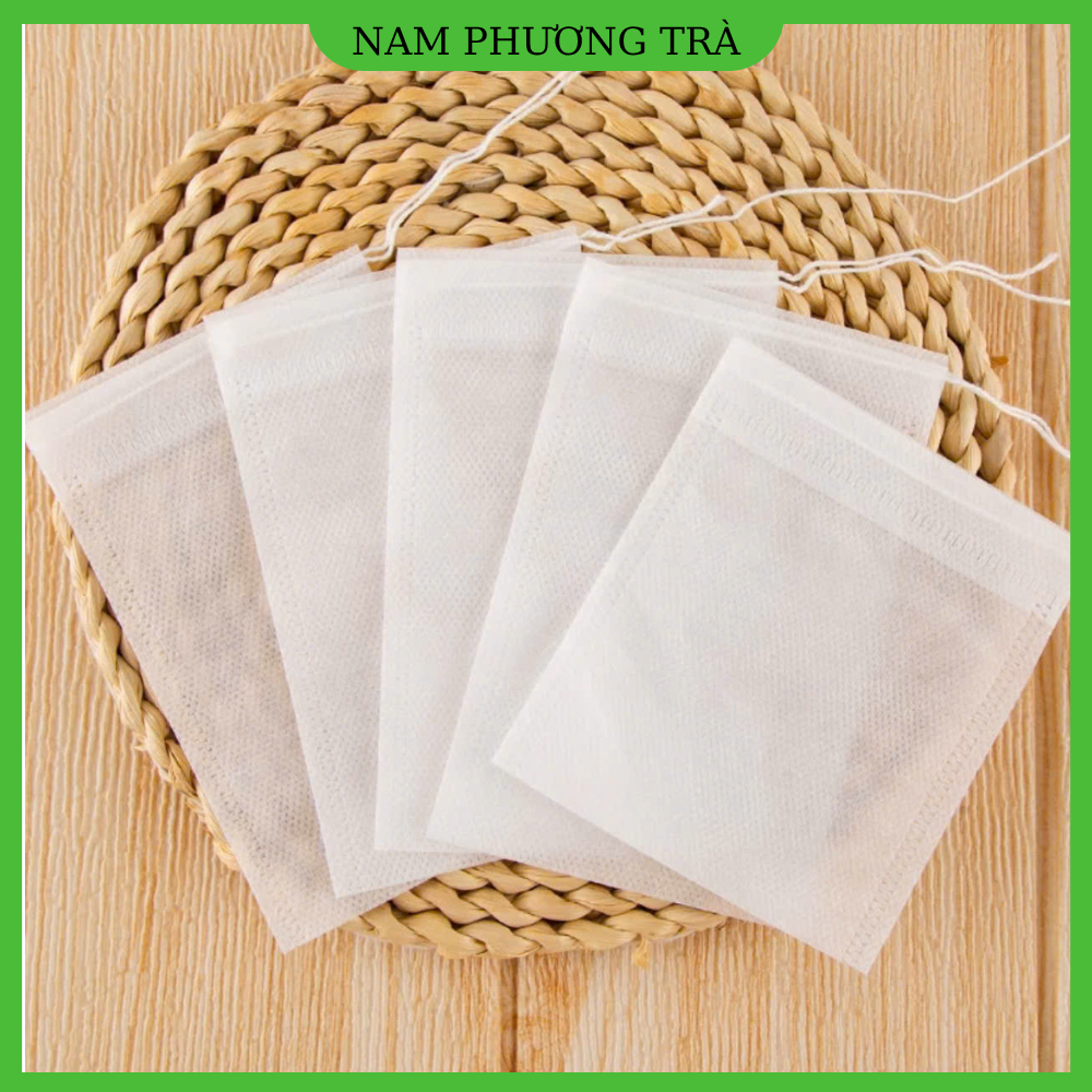 ( Sỉ ) Set 100 Túi Lọc Trà Nam Phương Loại Đẹp nhiều kích thước, túi vải không dệt dây rút để pha trà, cafe,thảo mộc