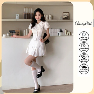 Váy voan basic cổ yếm ClassyGirl 2 lớp nhẹ nhàng thanh lịch tôn dáng cho nữ phong cách Hàn Quốc Ulzzang