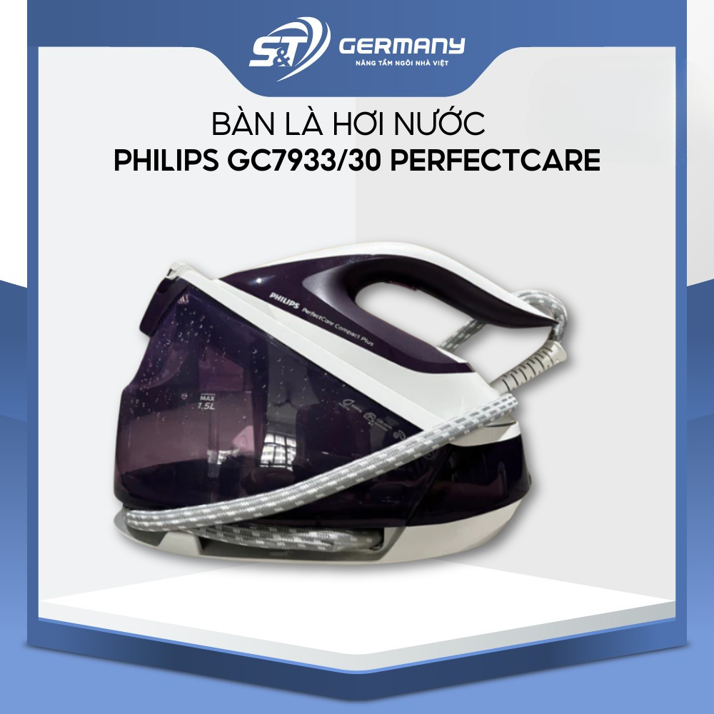 Bàn là hơi nước Philips GC7933/30 PerfectCare Compact Plus,Bàn ủi hơi nước hàng nhập khẩu GST ELC 20