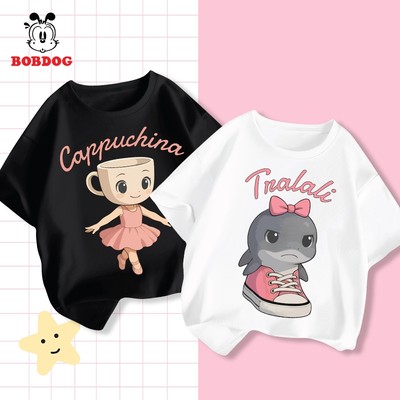 Áo phông bé gái BOBDOG chất liệu cotton thoáng mát mùa hè in hình CAPPUCHINA,LANILAA cho bé