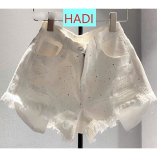 [SOGE2446] QUẦN SHORT JEANS ĐÙI NỮ LƯNG CAO RÁCH 6 MẢNG ÉP ĐÁ LỘ TÚI LAI TUA MÀU TRẮNG XANH NHẠT XANH ĐẬM HOT