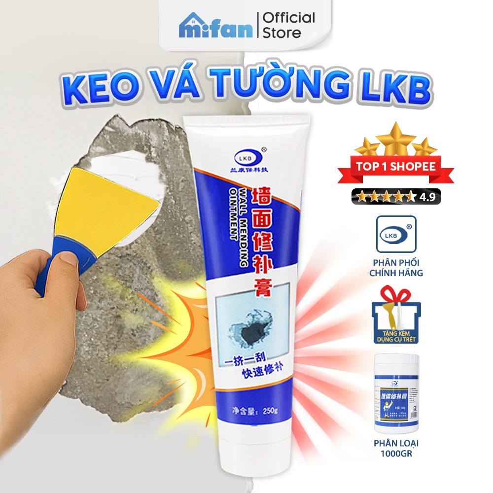Keo Vá Tường Chống Thấm LKB 250gr - Trám Trét Vết Nứt Khe Hở Tường - Chống Mốc Ẩm Làm Sạch Tường - HÀNG CHÍNH HÃNG