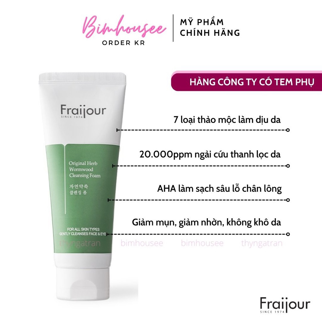 Sữa rửa mặt Thảo mộc Fraijour làm sạch sâu giảm mụn dầu thông thoáng da