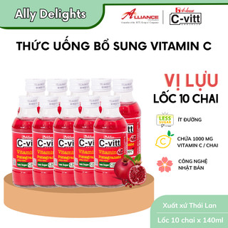  Nước Uống C-Vitt Vị Trái Cây Lựu Chanh Cam Thơm Ngon Tươi Mát Mỗi Ngày Lốc 10 Chai x 140 ml 