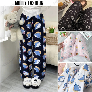 Quần dài nữ BST01 thun lạnh freesize 38-62kg | Ống suông hoạt hình mặc nhà Molly Fashion
