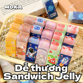 Tẩy sandwich thỏ con + vịt vàng hoạt hình 7 kiểu dễ thương,  không vụn, an toàn Tẩy bút chì cao cấp