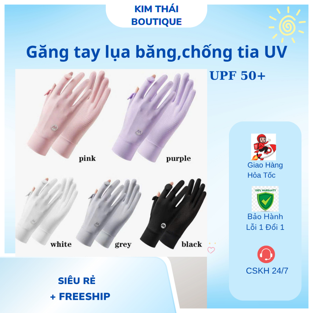 Thời Trang Ice Silk Găng Tay Nữ Xuân Hè Đi Xe Đạp Lái Xe Chạy Bộ Thể Thao Mỏng Đàn Hồi Chống Tia UV Chống Nắng Gă