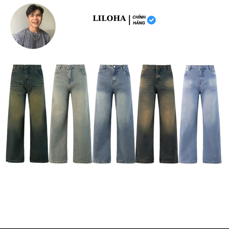 (LILOHA x THANHDONGIAN) Quần Jean Suông Ống Rộng LILOHA Wash nhiều màu, Chất jeans dày dặn, Đứng For