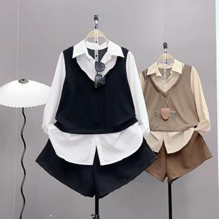  Sơ Mi Kiểu Ghi Lê Bigsize Nữ Tay Dài Vạt Bầu Tôn Dáng Vải Gân Tăm Co Giãn Thanh Lịch - SM180 