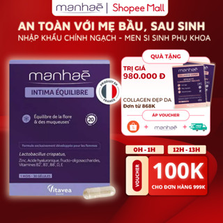 Men vi sinh Manhae Intima Equilibre bổ sung lợi khuẩn phụ khoa cho phụ nữ, an toàn mẹ bầu, sau sinh hộp 30 viên