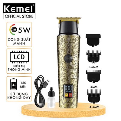 Tông đơ chấn viền Kemei KM-2185 điều chỉnh 2 mức tốc độ cắt, công suất mạnh màn hình LCD tiện lợi - Chính hãng