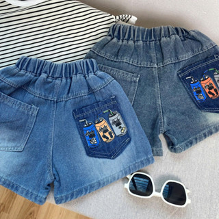 Quần đùi bò cho bé trai cho bé trai túi in hình cá tính phong Hàn Quốc  form dáng Hàn Quốc - rộng rãi - thoải mái CK444