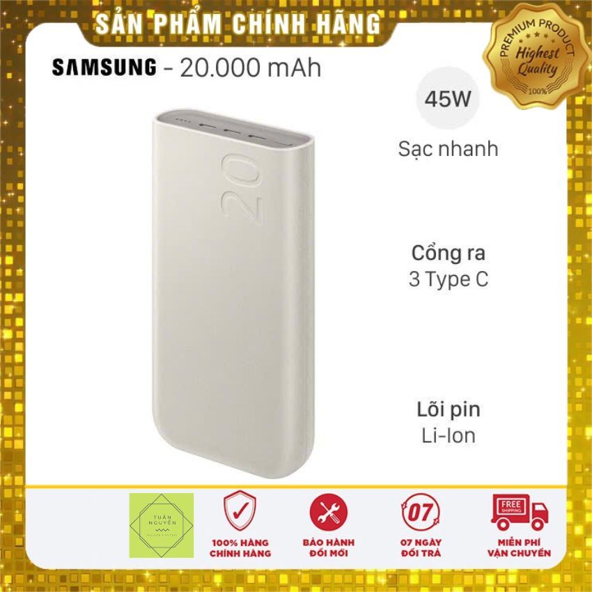 SDP 20000mAh Type C PD 45W Samsung EB-P4520 ( Fullbox - New Seal) Bh 12 Tháng