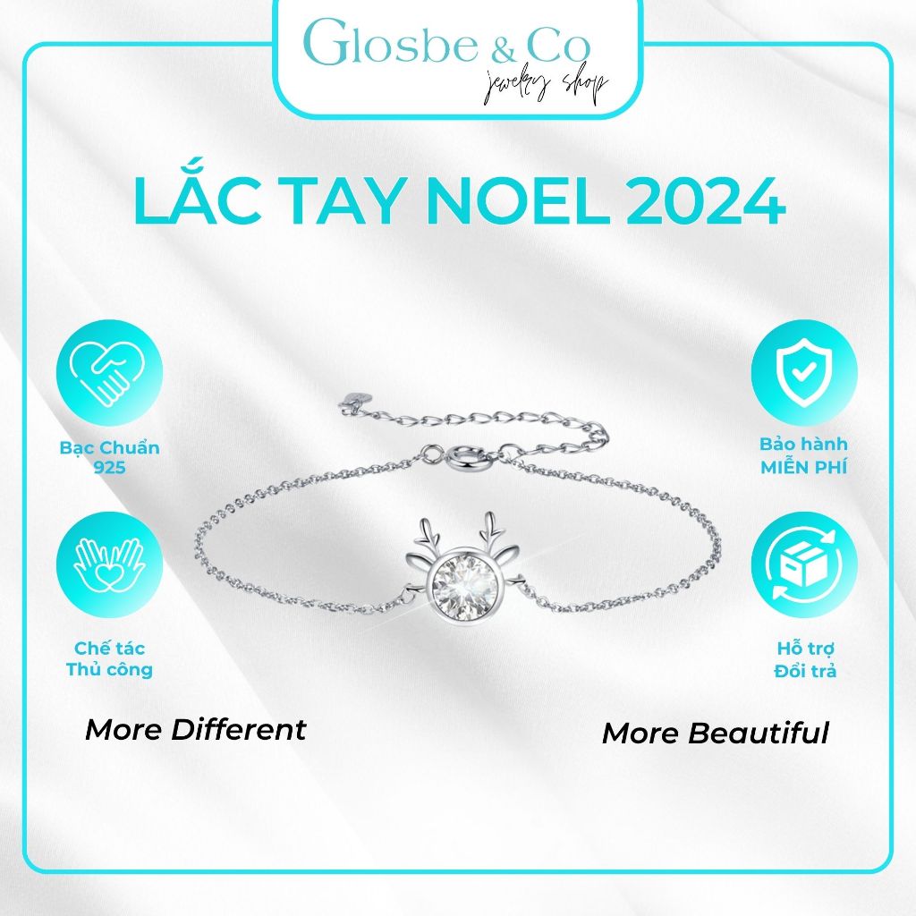 Lắc Tay Noel 2024 Glosbe & Co Bạc 925 Đính Kim Cương Moissanite 4Ly5 - LMOI01