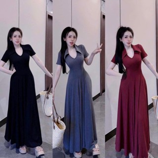 Đầm Body Ngắn Tay Phối Cổ Polo LONACO D202, Váy Body Dáng Xuông Dài Hack Dáng Ôm Body Sang Trọng Dự Tiệc Trẻ Trung