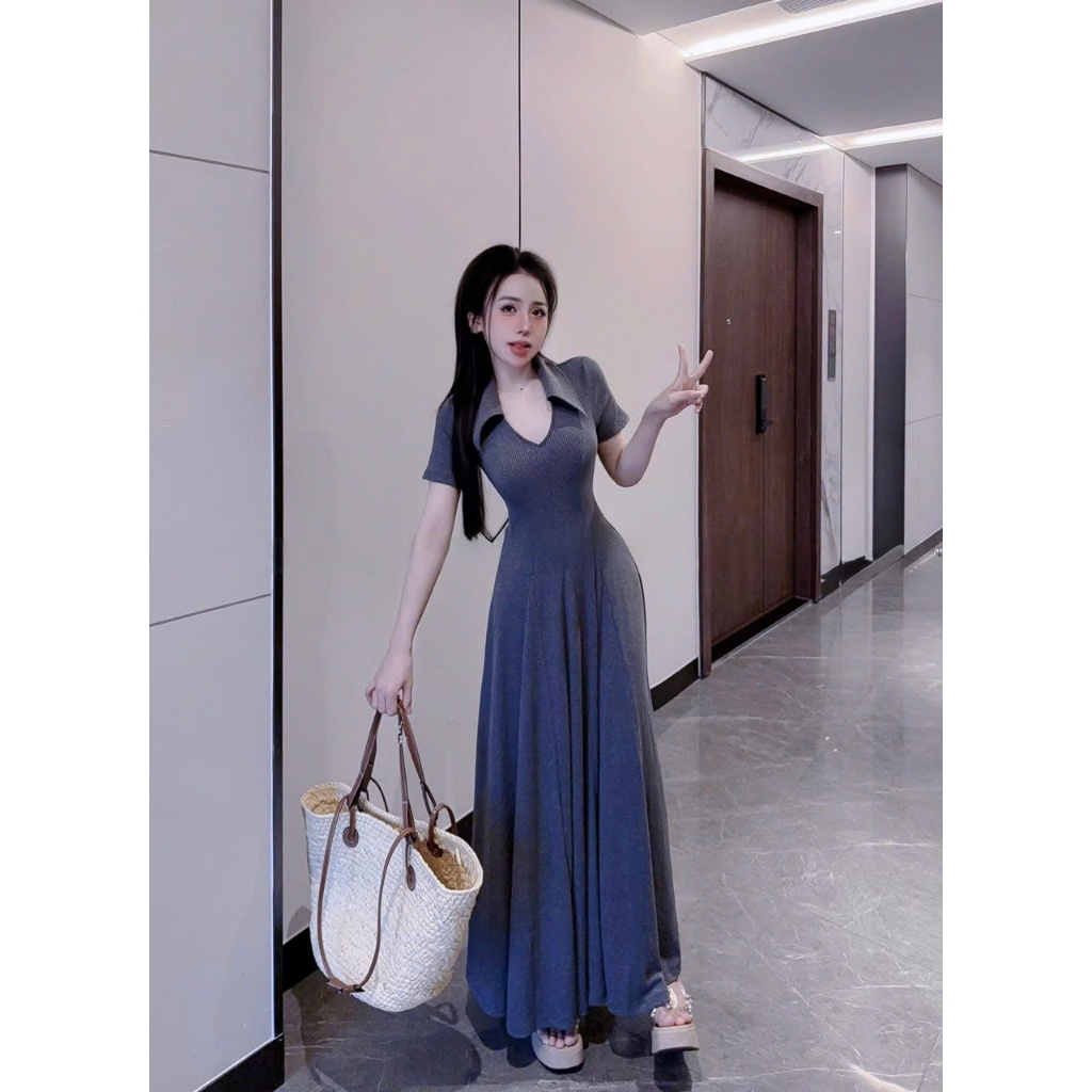 Đầm Body Ngắn Tay Phối Cổ Polo LONACO D202, Váy Body Dáng Xuông Dài Hack Dáng Ôm Body Sang Trọng Dự Tiệc Trẻ Trung | BigBuy360 - bigbuy360.vn