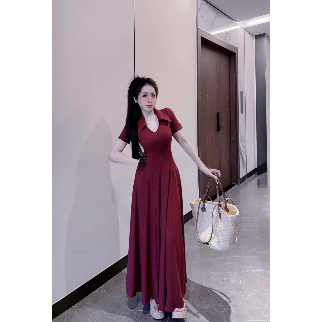 Đầm Body Ngắn Tay Phối Cổ Polo LONACO D202, Váy Body Dáng Xuông Dài Hack Dáng Ôm Body Sang Trọng Dự Tiệc Trẻ Trung | BigBuy360 - bigbuy360.vn