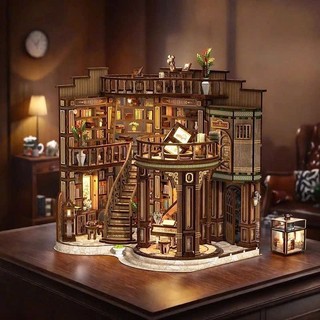 Mô Hình Lắp Ráp 3D "Dreamy Book Hall" DIY Mini Book Nook | Tặng Keo + Led Cảm Ứng