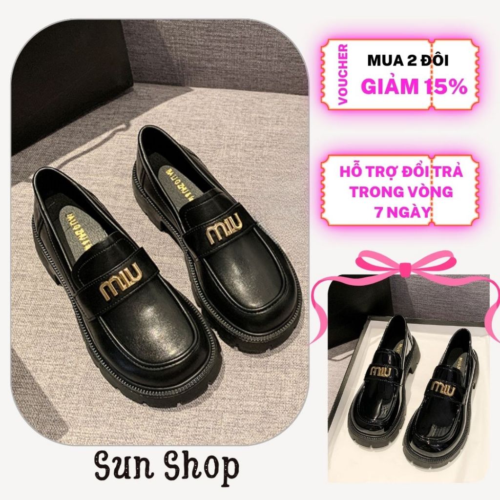Giày Oxford Nữ Miu Miu, Giày Da Nữ Đế Cao Miu 2 Loại Da Bóng Mờ Bản Cấp Full Box || N05