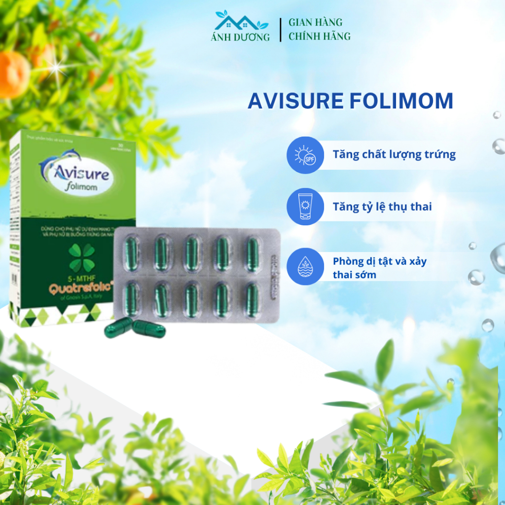 Viên uống AVISURE FOLIMOM Hỗ Trợ Tăng Khả Năng Thụ Thai, Đặc Biệt Ở phụ Nữ Buồng Trứng Đa Nang