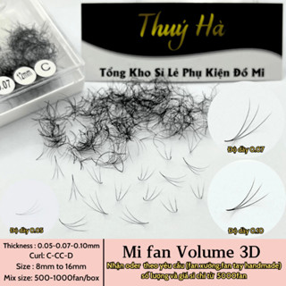  Mi Fan 3D Dày 0.07 Độ Cong C-CC-D Hộp 500 - 1000 Fan Mi Fan Xuất Khẩu Lông Mi Nhân Tạo Thúy Hà 
