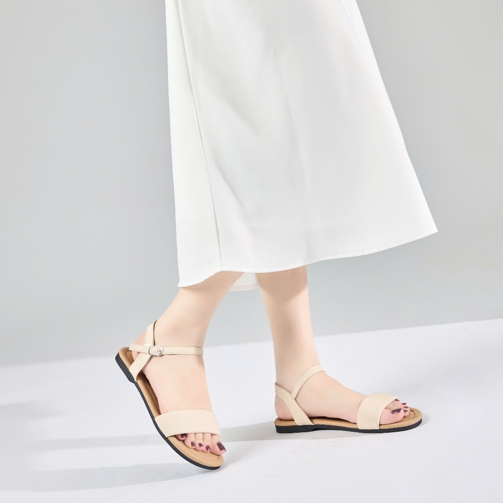 Giày Sandal Nữ MWC E187 - Sandal Nữ Đế Bệt Quai Ngang Thanh Lịch