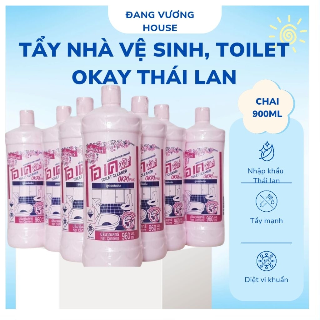Nước Tẩy Bồn Cầu, Nhà Vệ Sinh Công Nghệ Thái Lan OKAY chai 960ml