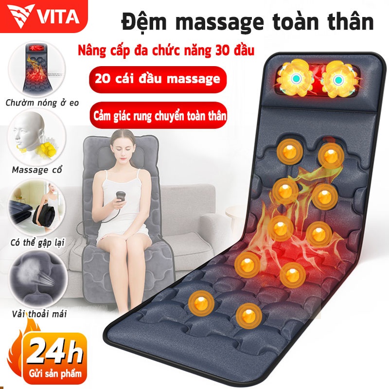 VITA Ghế massage toàn thân, đệm massage, đệm massage rung, chức năng khởi động nhiệt một chạm giúp giảm mệt mỏi.